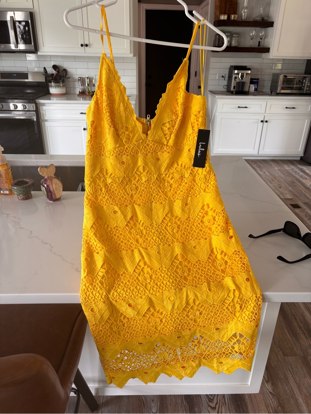 Lulu's Canary Lace V-Neck Midi Dress - Picture 5 of 5